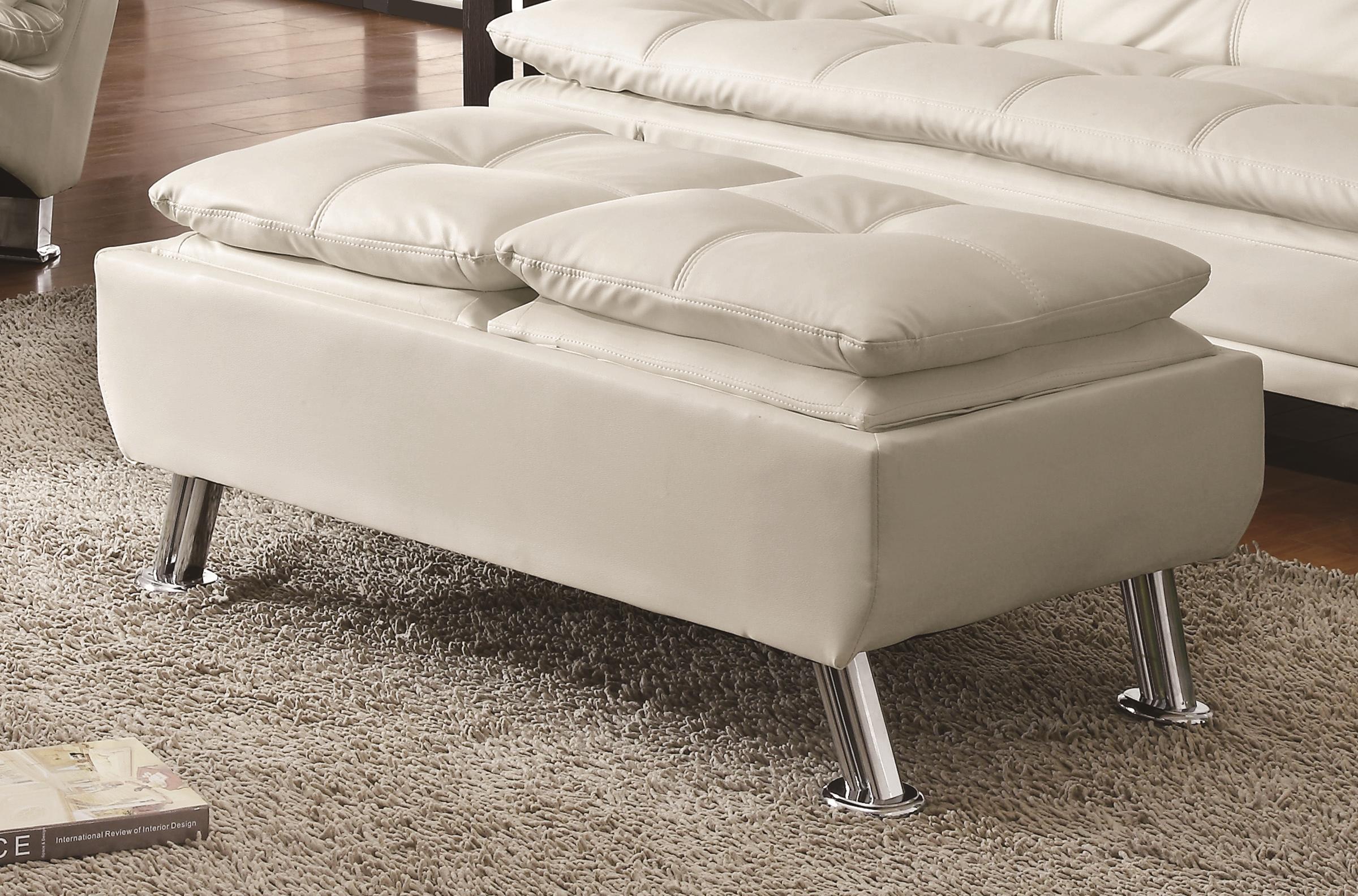 Coaster Ottomans 300293 Faux Leather Ottoman with Reversible Tray